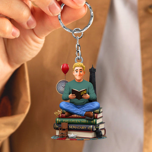 “Books are a uniquely portable magic” - Personalized Reading Keychain - Custom Gift for Book Lovers, Bibliophiles, and Reading Enthusiasts Keychains PopCulturePrints