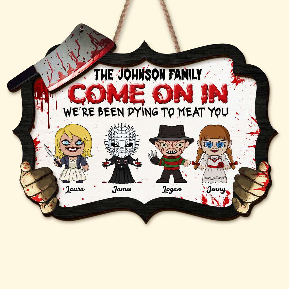 Personalized Horror Movie Family Wood Sign - Halloween Gift