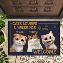 Load image into Gallery viewer, Cats Lovers &amp; Weirdos Welcome - Personalized Doormat for Cat Lovers Doormat PopCulturePrints
