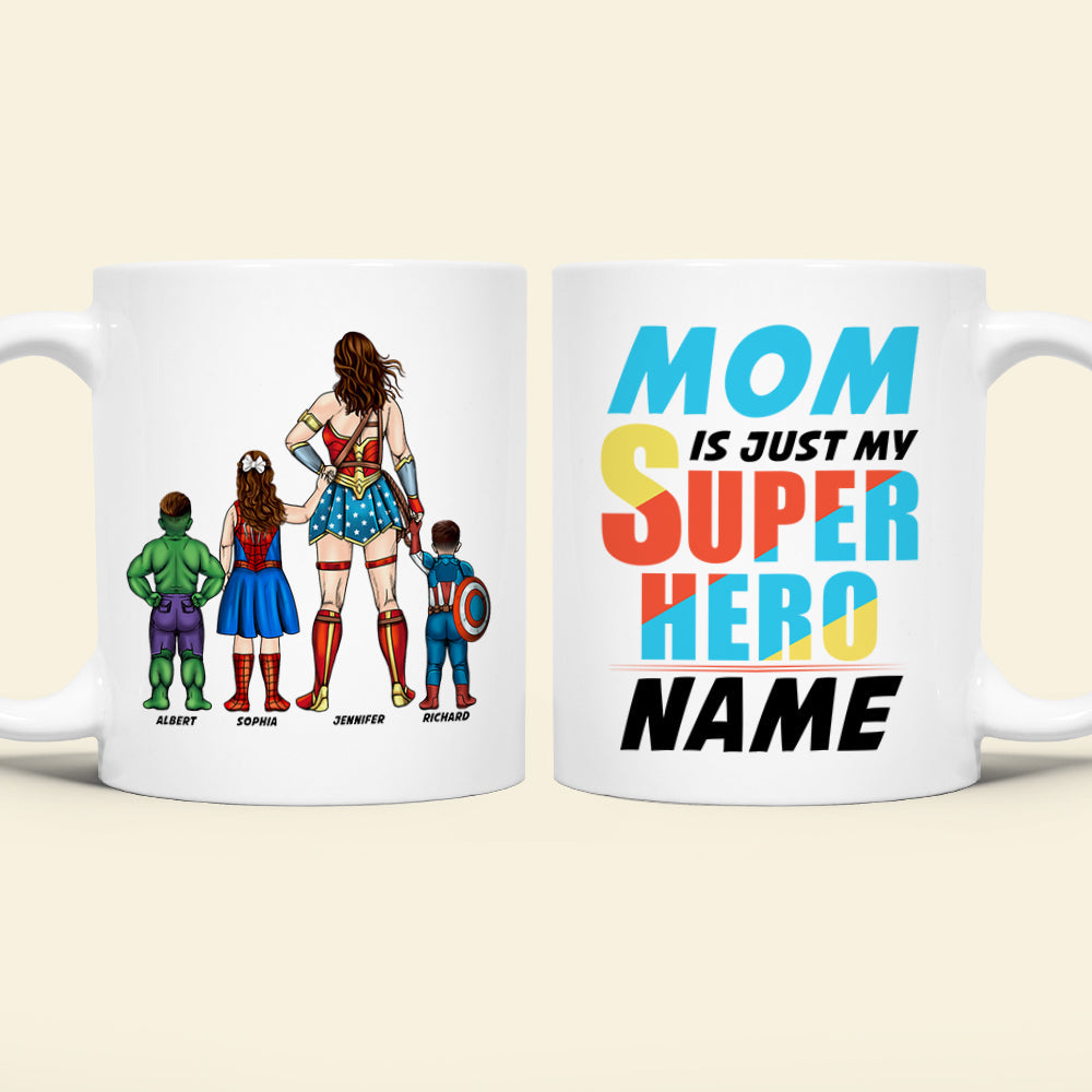 “Mom is Just My Super Hero” - Personalized Coffee Mug for Mom and Grandma Coffee Mug PopCulturePrints
