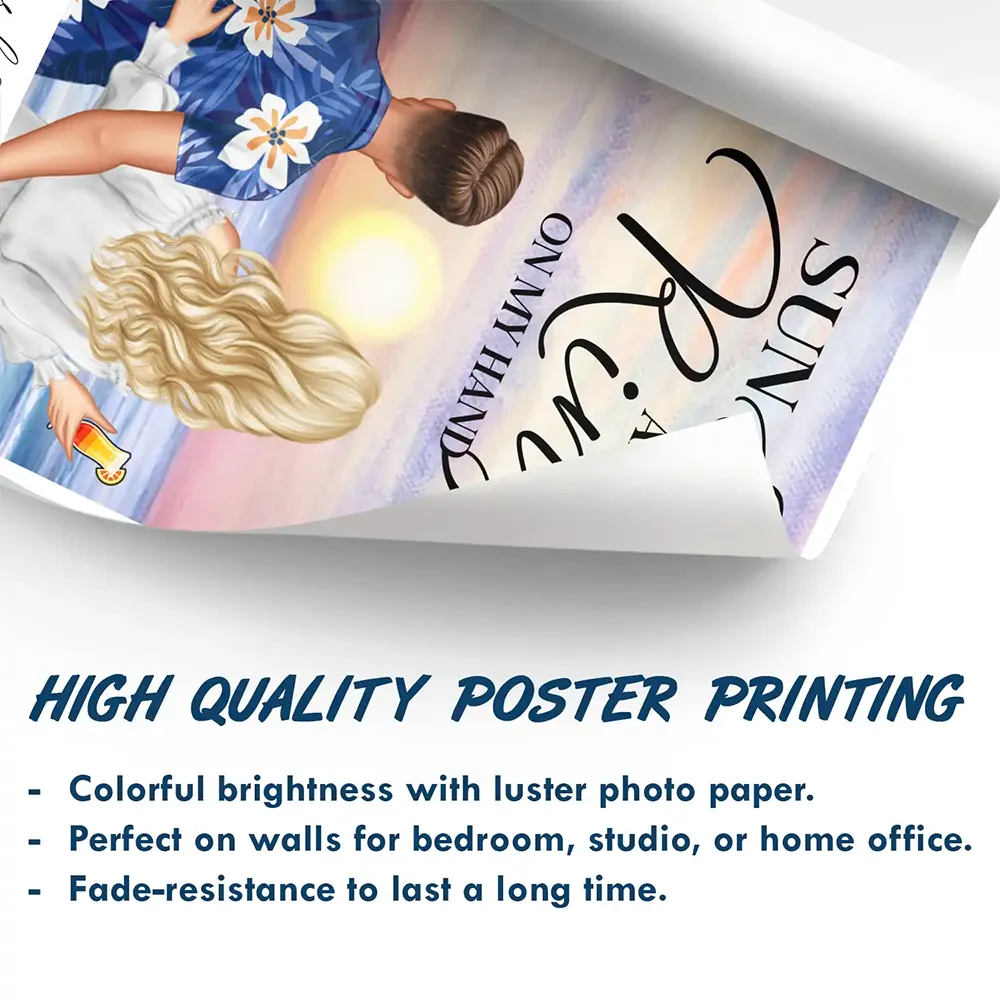 Sun, Sand, and a Ring On My Hand - Personalized Poster for Couples Poster PopCulturePrints