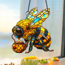Load image into Gallery viewer, “Buzzing with Joy” – Bee Suncatcher Ornament - Personalized Gifts for Bee Lovers Ornament PopCulturePrints
