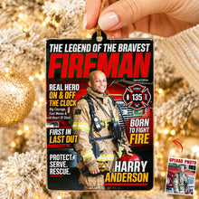 Load image into Gallery viewer, The Legend of the Bravest Firefighter Ornament - Custom Photo Keepsake Gift for Heroes Ornament PopCulturePrints
