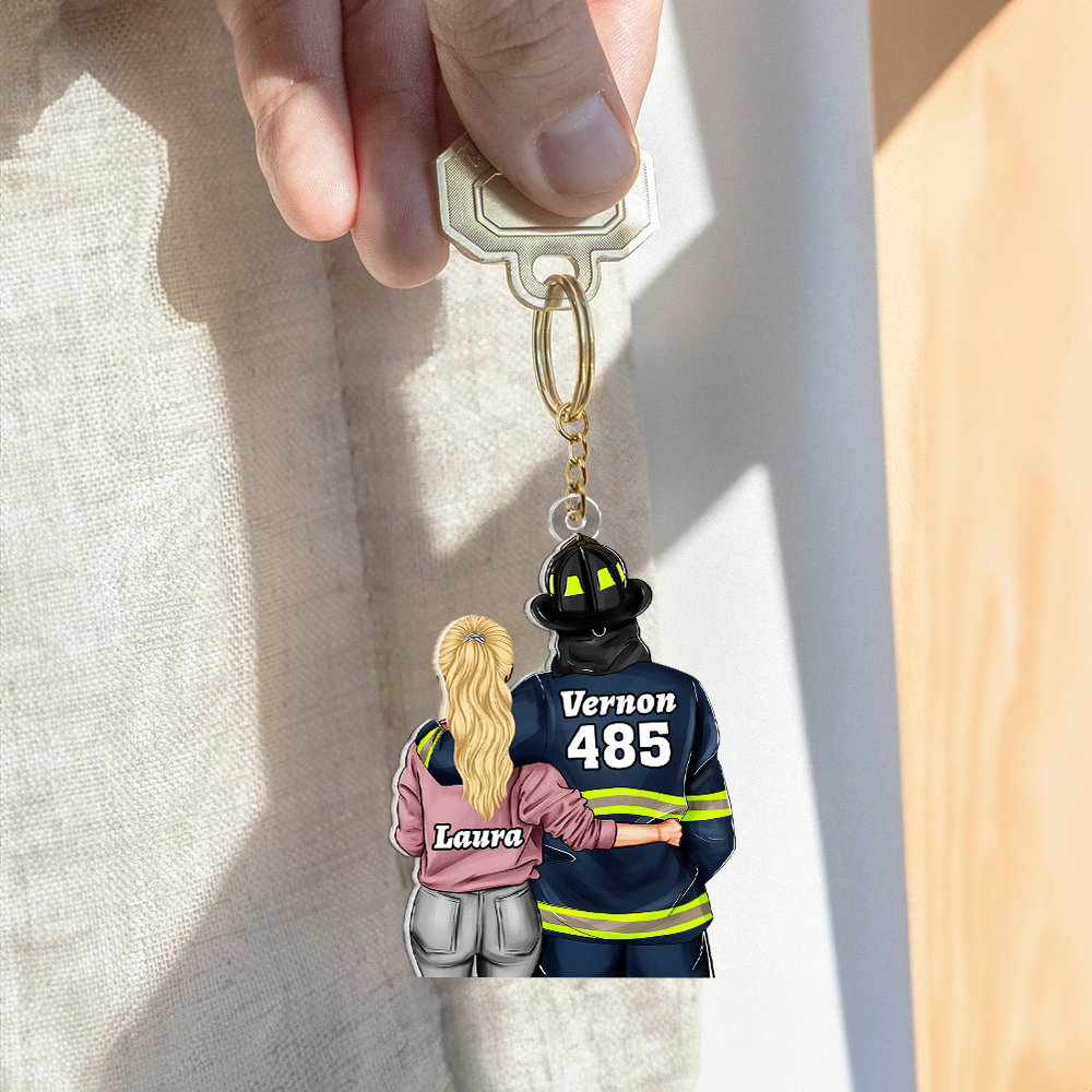 Personalized Firefighter Couple Keychain - Unique Valentine's Day Gifts for Loved Ones Keychains PopCulturePrints