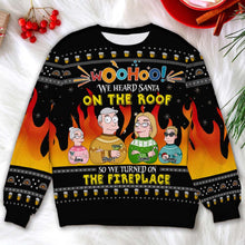 Load image into Gallery viewer, Personalized Family Christmas Ugly Sweater - Cartoon Fireplace Design
