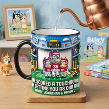 Load image into Gallery viewer, "We Scored a Touchdown!" - Sport Lover Puppy Kids Magic Ceramic Coffee Mug - Personalized Gift for Dad and Grandpa Coffee Mug PopCulturePrints
