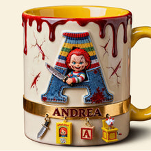 Load image into Gallery viewer, “Unleash Your Inner Horror!” - Playful Horror Alphabet Initial Letter Accent Mug - Personalized Gift for Halloween Lovers, Horror Fans, and Unique Gift Seekers Coffee Mug PopCulturePrints
