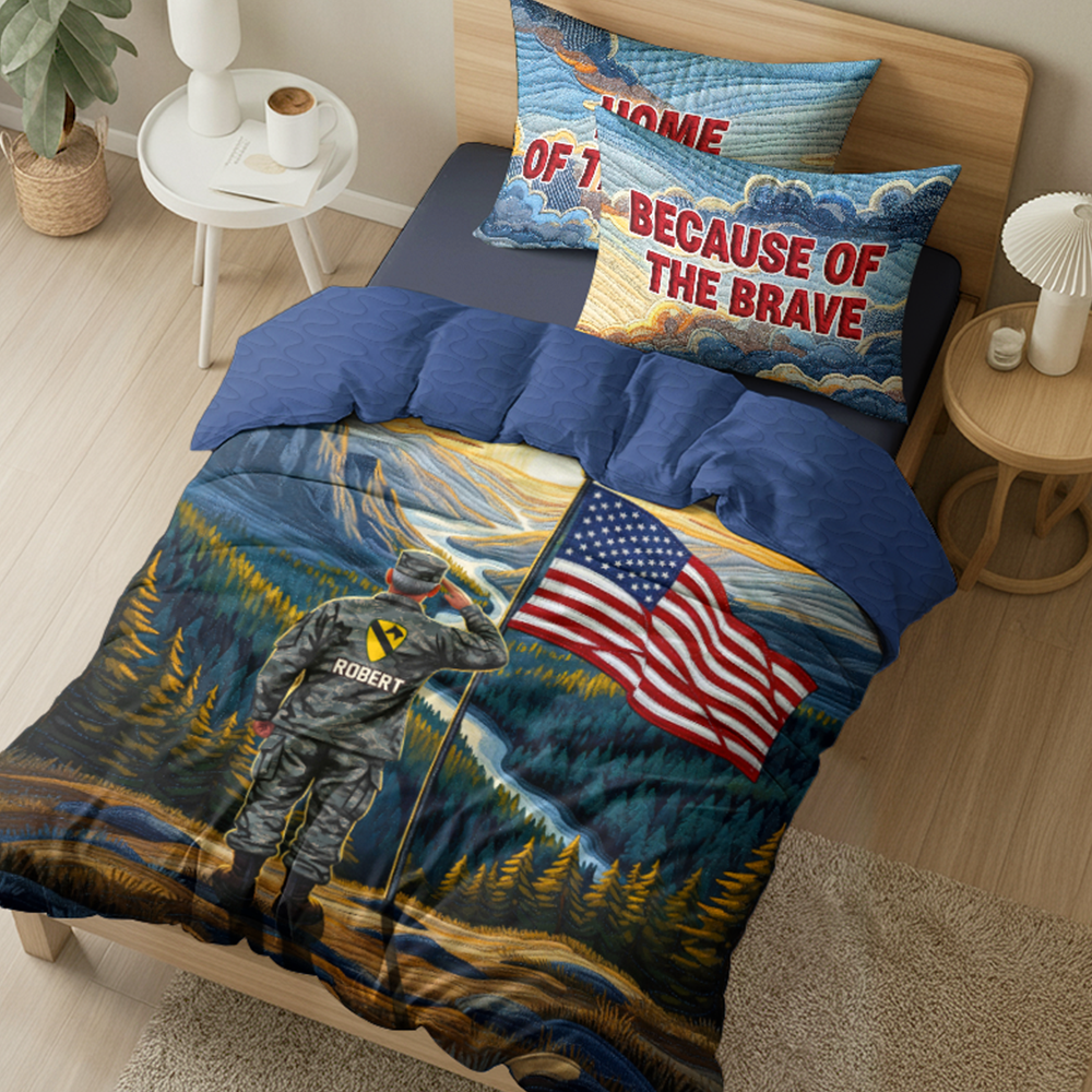 “Honor Their Service” - Military Quilt Bedding Set, Personalized Gift for Veterans Bedding Set PopCulturePrints