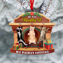 Load image into Gallery viewer, Personalized Naughty Cat Christmas Ornament Ornament PopCulturePrints
