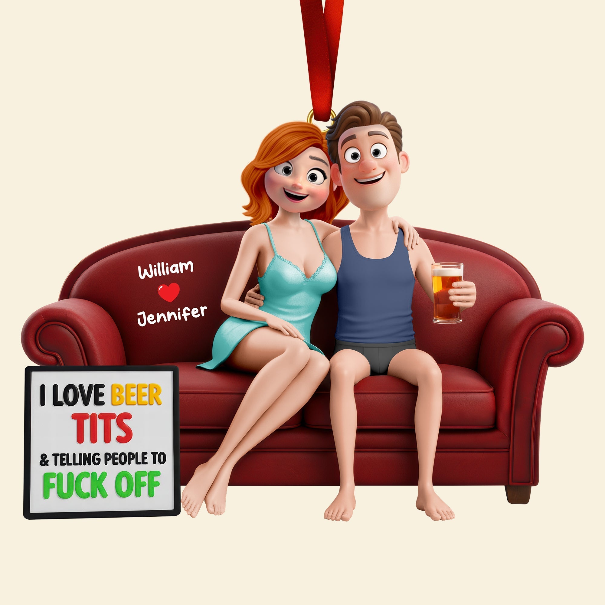 Naughty Couple Christmas Ornament - Personalized Gift for Couples Who Love Fun Ornament PopCulturePrints