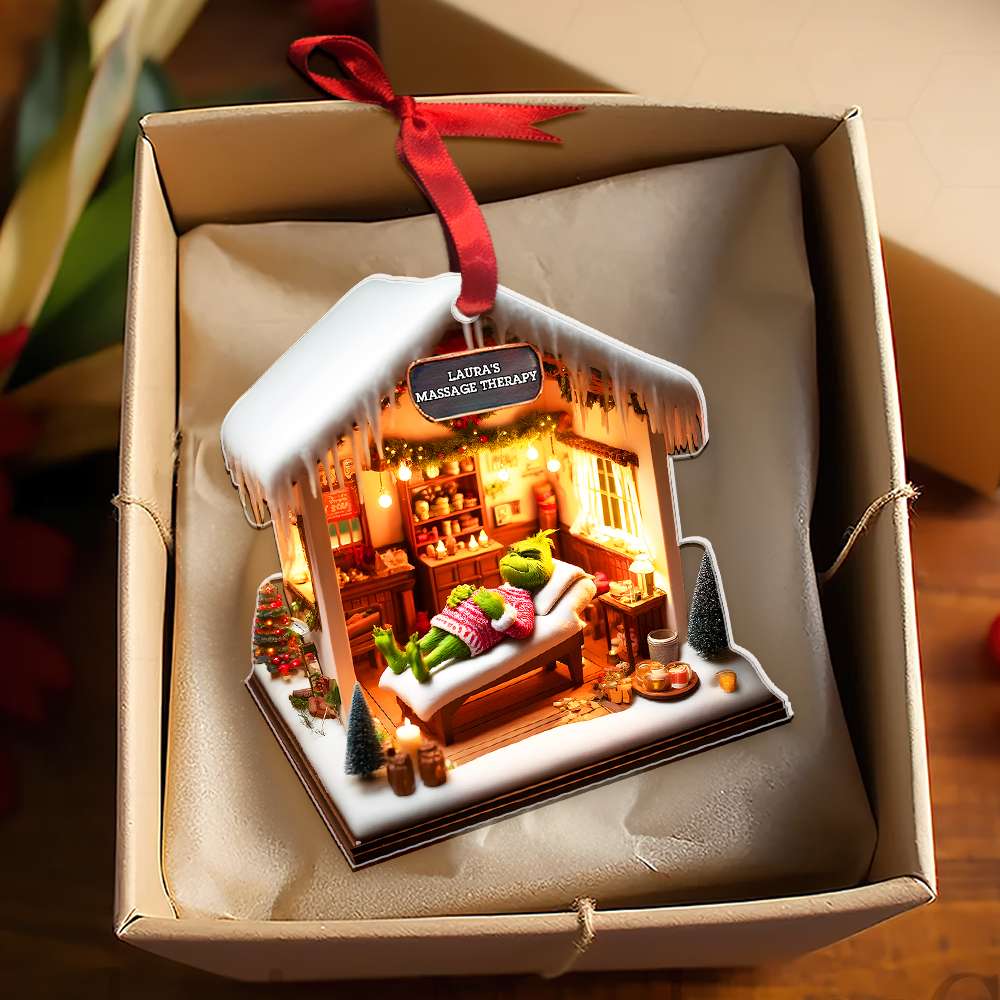 Custom Green Monster Massage Therapy Acrylic Ornament Ornament PopCulturePrints