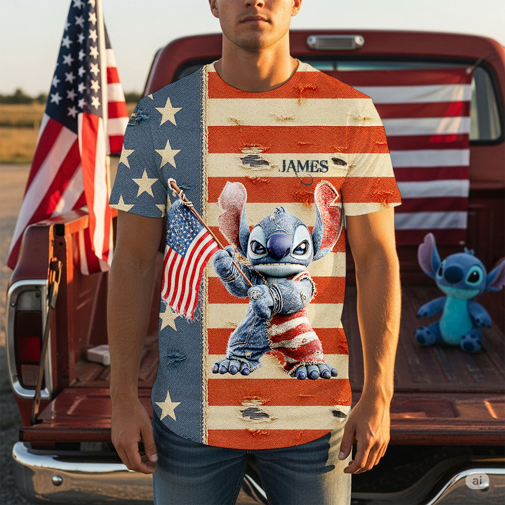 Stitched with Love: Celebrate Your Inner Blue Monster - Personalized Blue Monster Lovers Shirt AOP Products PopCulturePrints