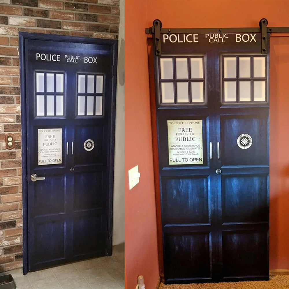 Police Box Themed Door Cover for Movie Fans - Custom Print Door Covers PopCulturePrints