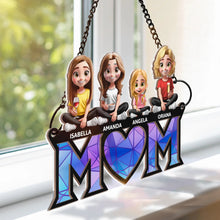 Load image into Gallery viewer, We Love You Mom - Personalized Mother Daughter Son 3D Cartoon Window Hanging Suncatcher Ornament Suncatcher Ornament PopCulturePrints
