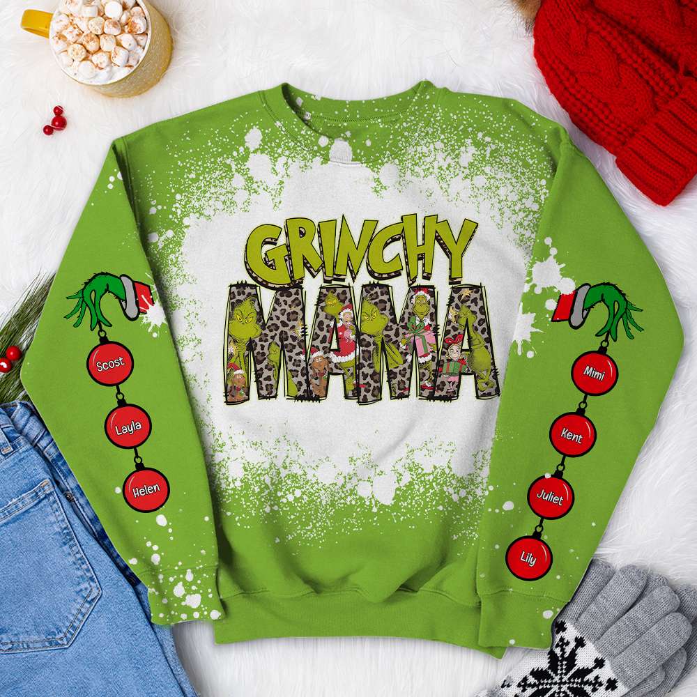 Grinchy Mama Personalized Christmas Shirt AOP Products PopCulturePrints