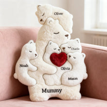 Load image into Gallery viewer, “Hugs of Love” – Nurturing Bear Mom Custom Shape Pillow - Personalized Gift for Mom, Grandma &amp; Loved Ones Pillow PopCulturePrints
