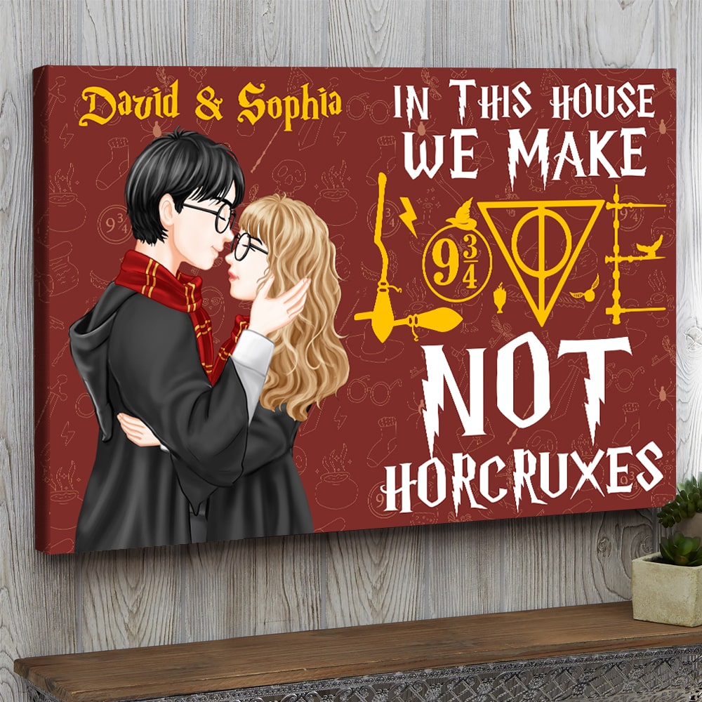 Personalized Harry Potter Themed Love Poster: 'In This House We Make Love, Not Horcruxes'