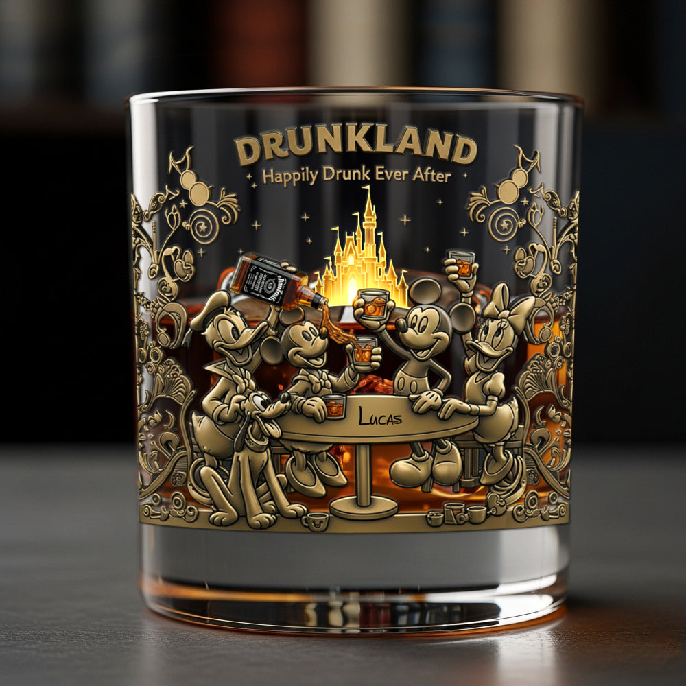 "Happily Drunk Ever After" - Drunkland Glass Mug - Personalized Gift for Fans Whiskey Glass PopCulturePrints