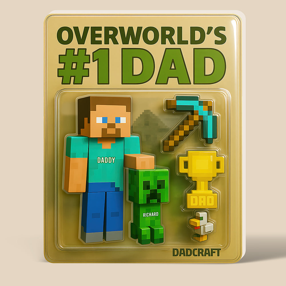 "Overworld's #1 Dad" - Personalized Block Game Fans Acrylic Plaque - Gift for Dads, Grandpas & More! Shaped Plaques PopCulturePrints