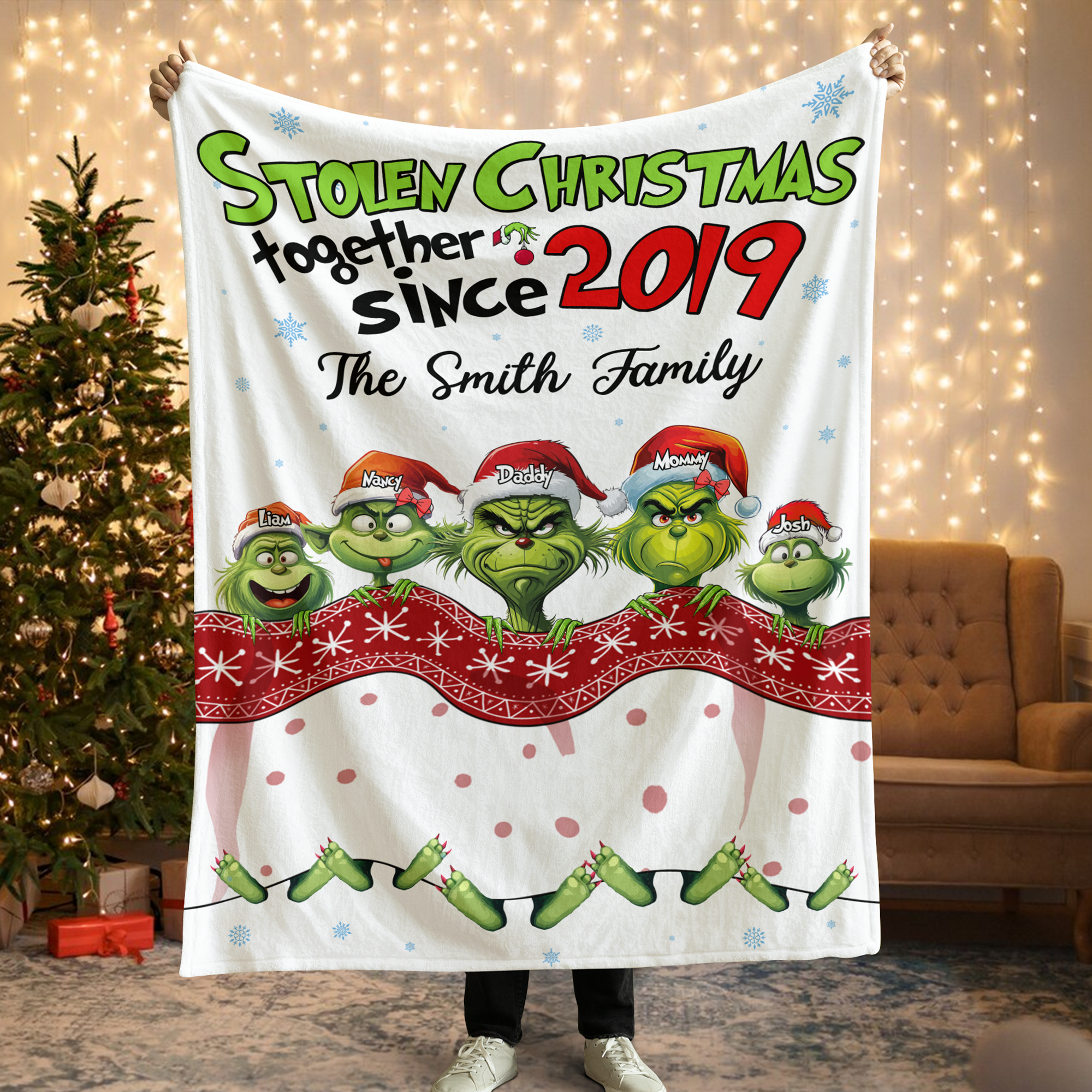 Custom Christmas Family Blanket - Stolen Christmas Together Design