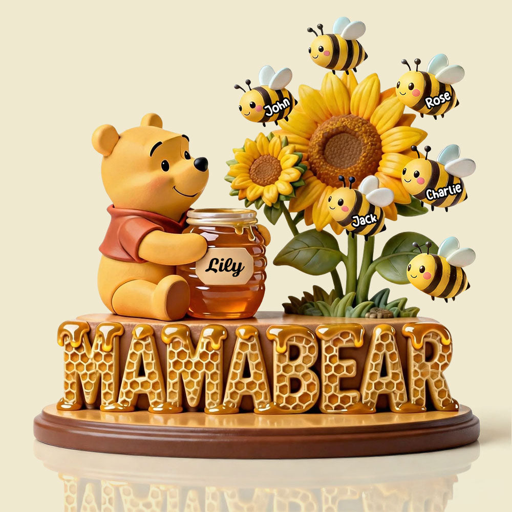 “A Mother’s Love is Sweet” - Mama Bear Acrylic Plaque - Personalized Gifts for Mom and Grandma - Custom Gift for Mother's Day Shaped Plaques PopCulturePrints