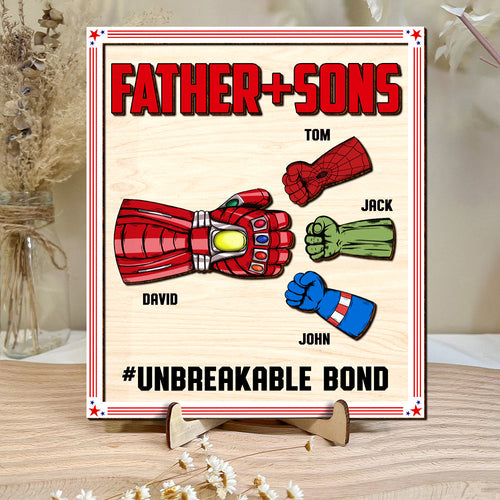 Personalized Father & Sons Superhero Inspired Wood Sign Wood Sign PopCulturePrints