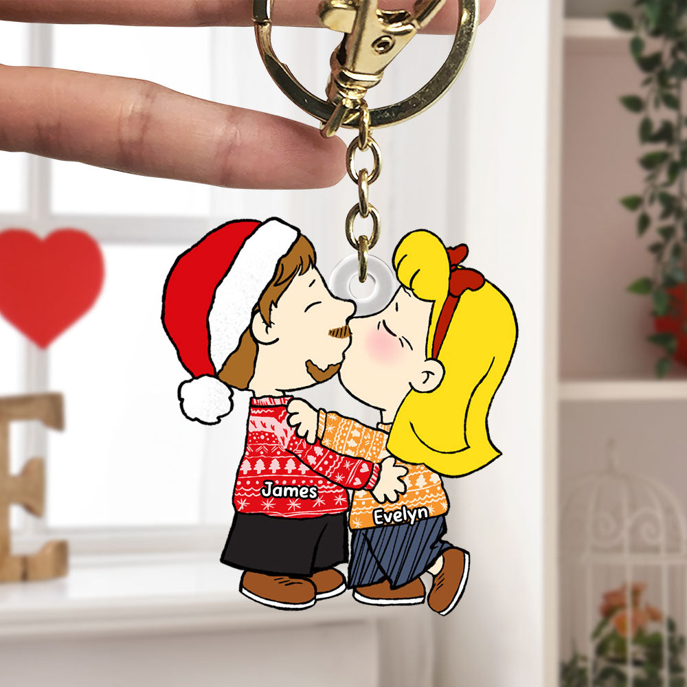 Personalized Christmas Keychain for Couples - Custom Names | Valentine's Day Gifts Keychains PopCulturePrints