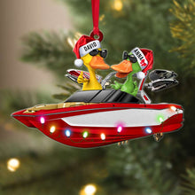 Load image into Gallery viewer, Personalized Wakeboarding Duck Ornament – Custom Boat Shape
