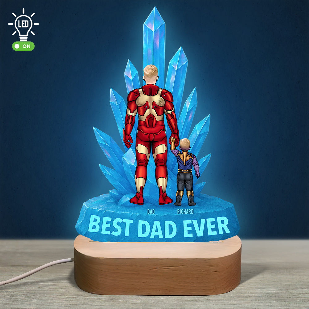 "Best Dad Ever" - Super Dad LED Light Personalized Gift for Dads, Grandfathers, and Father Figures Led Night Light PopCulturePrints