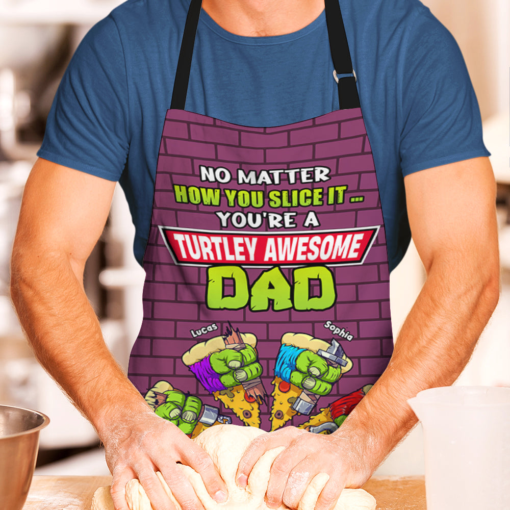 Turtley Awesome Dad Personalized Apron Aprons PopCulturePrints