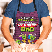 Load image into Gallery viewer, Turtley Awesome Dad Personalized Apron Aprons PopCulturePrints
