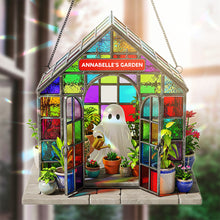 Load image into Gallery viewer, &quot;Embrace the Whimsy of Nature&quot; - Ghost Garden House Suncatcher, Personalized Gift for Any Occasion Ornament PopCulturePrints
