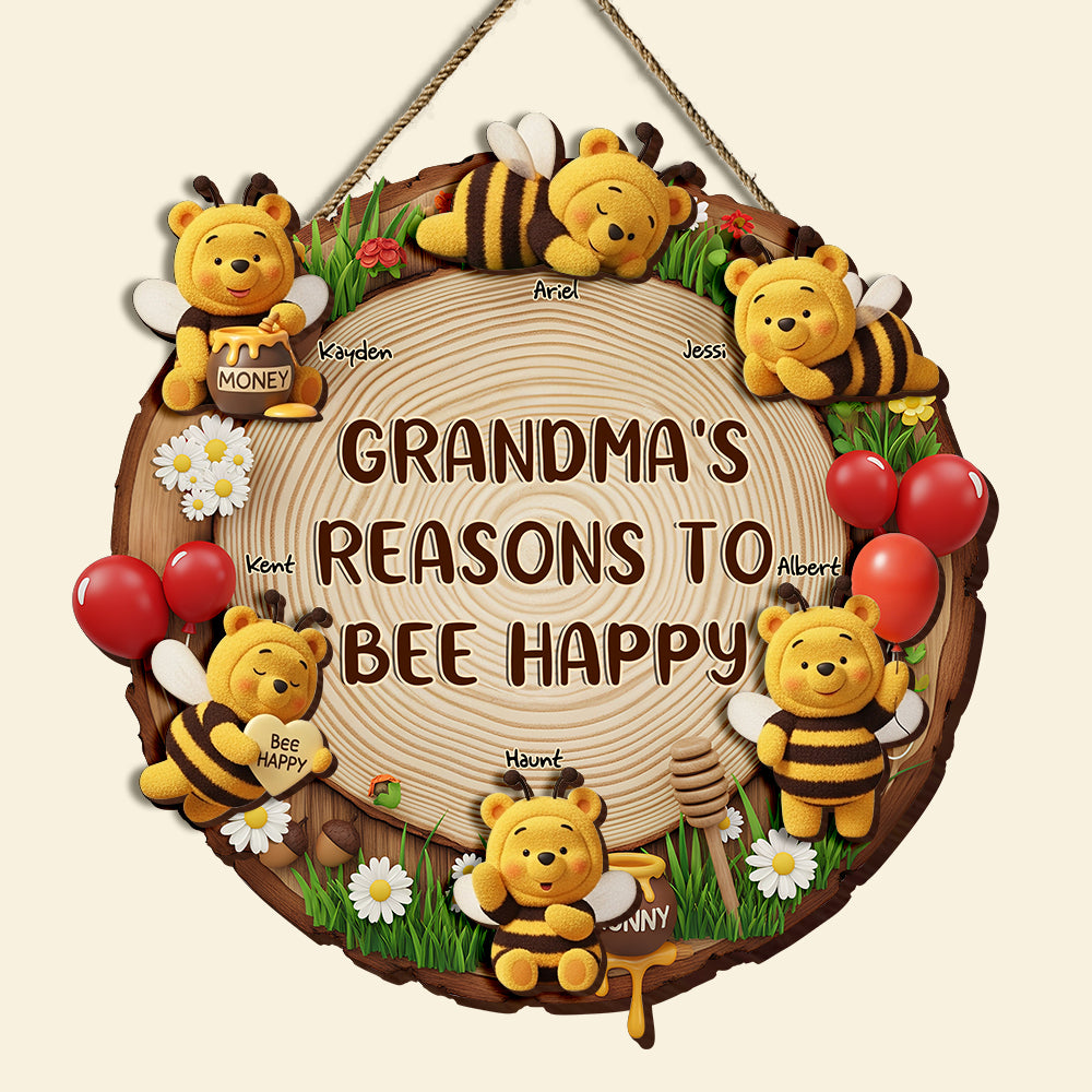 Grandma's Reasons to Bee Happy - Personalized Wood Sign for Grandma Wood Sign PopCulturePrints