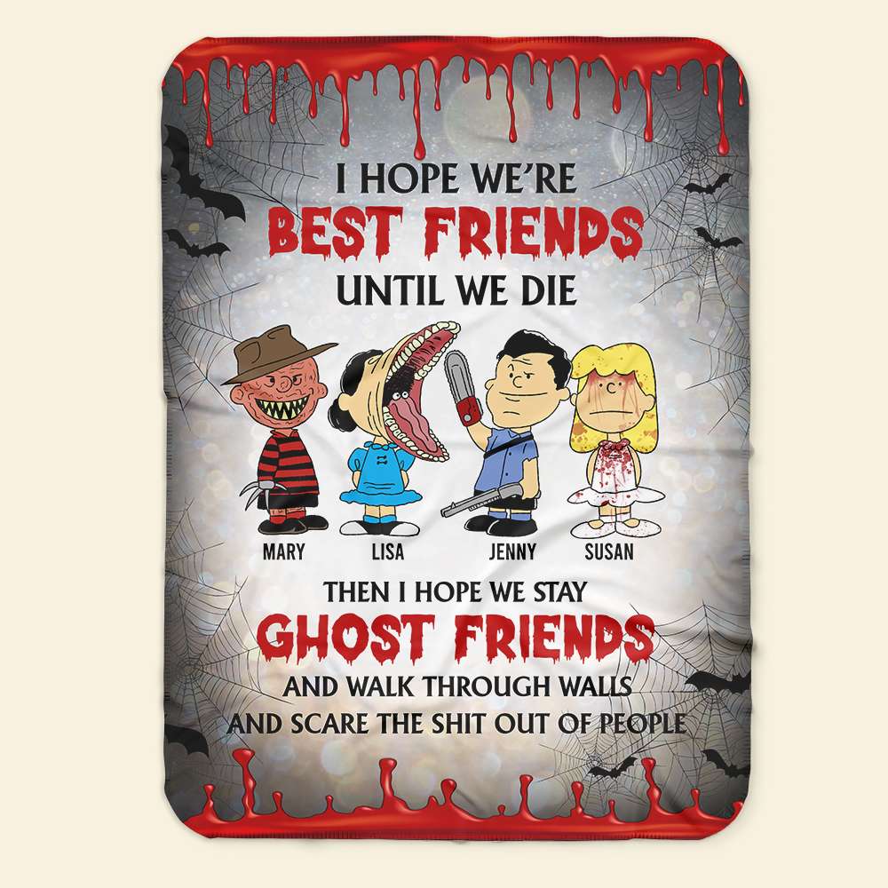 Personalized Halloween Best Friends Ghost Blanket - Custom Names