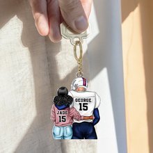 Load image into Gallery viewer, Personalized Couple Keychain - A Unique Gift for Lovers Keychains PopCulturePrints
