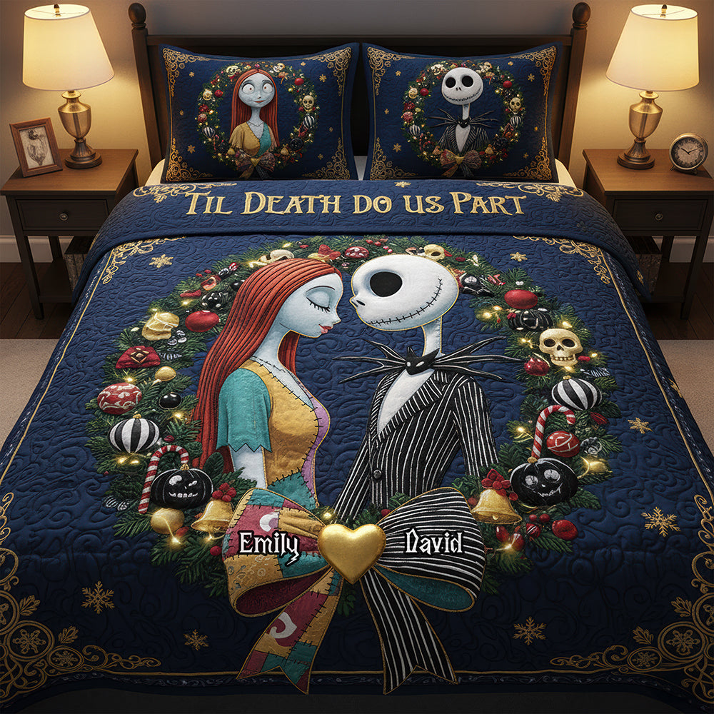 ‘Til Death Do Us Part - Personalized Spooky Love Quilt Bedding Set for Couples Bedding Set PopCulturePrints