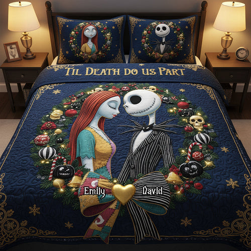 ‘Til Death Do Us Part - Personalized Spooky Love Quilt Bedding Set for Couples Bedding Set PopCulturePrints