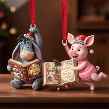 Load image into Gallery viewer, “Bookish and Bright” - Woodland Friends Reading Book Ornament - Personalized Christmas Gift for Kids, Book Lovers, and Friends
