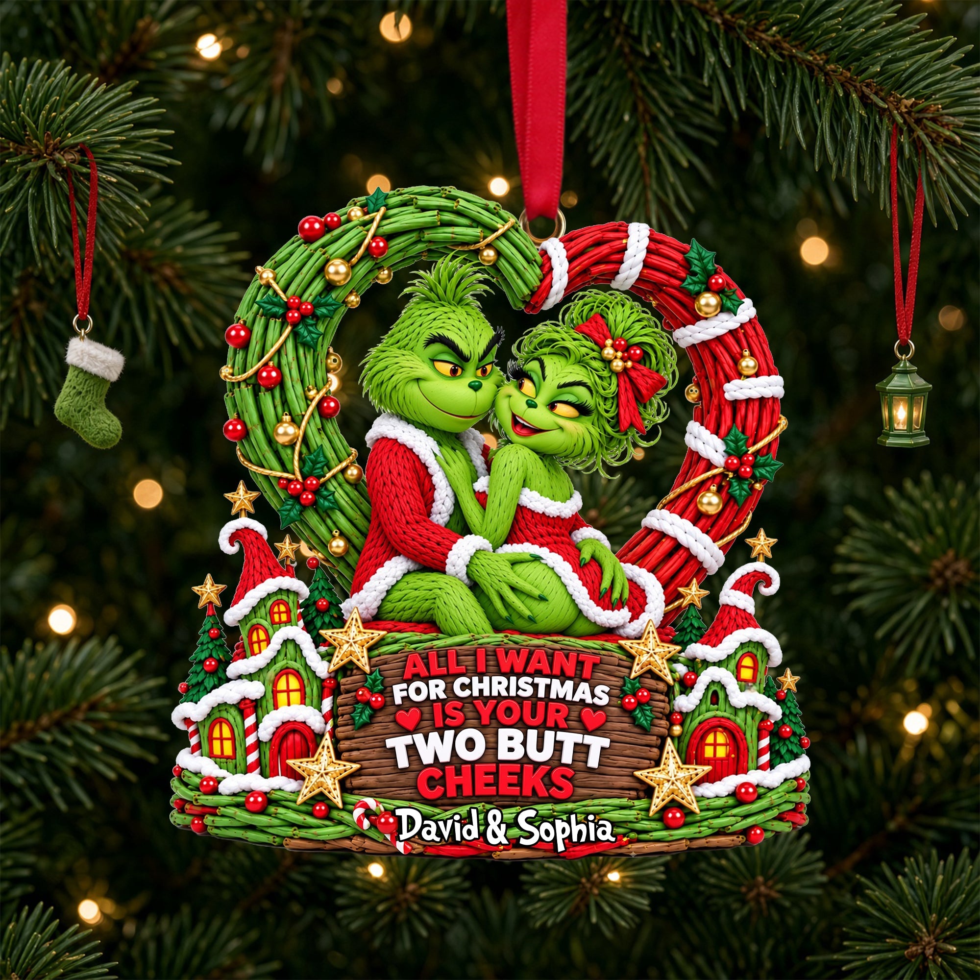 All I Want for Christmas is Your Two Butt Cheeks - Playful Couple Acrylic Ornament