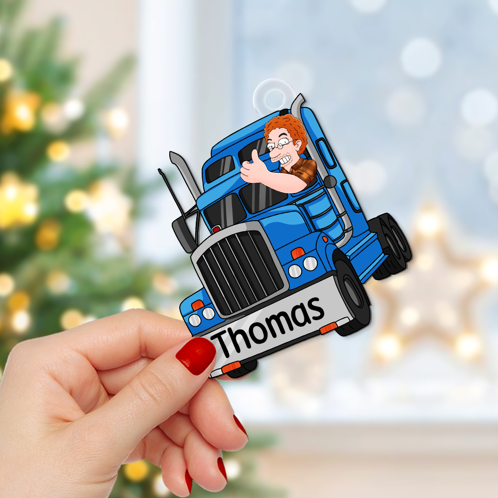 Custom Trucker Christmas Ornament - Personalized Gift Ornament PopCulturePrints