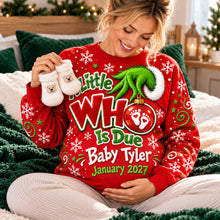 Load image into Gallery viewer, A Little WHO Is Due - Personalized Christmas Sweater for Expecting Moms

