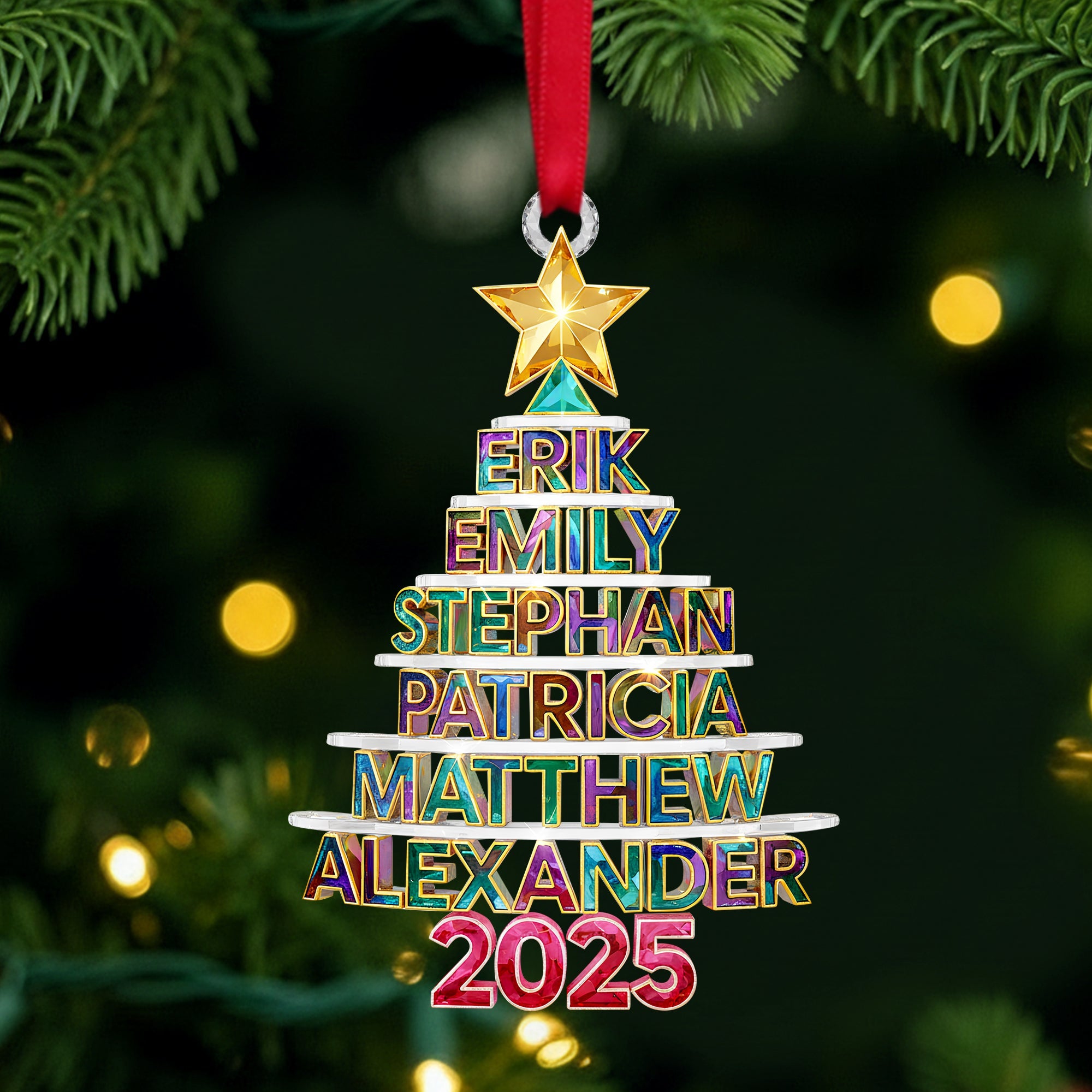 "Celebrate Family Togetherness with a Personal Touch" - Christmas Tree Family Name Ornament, Custom Personalized Gifts for Family and Friends Ornament PopCulturePrints
