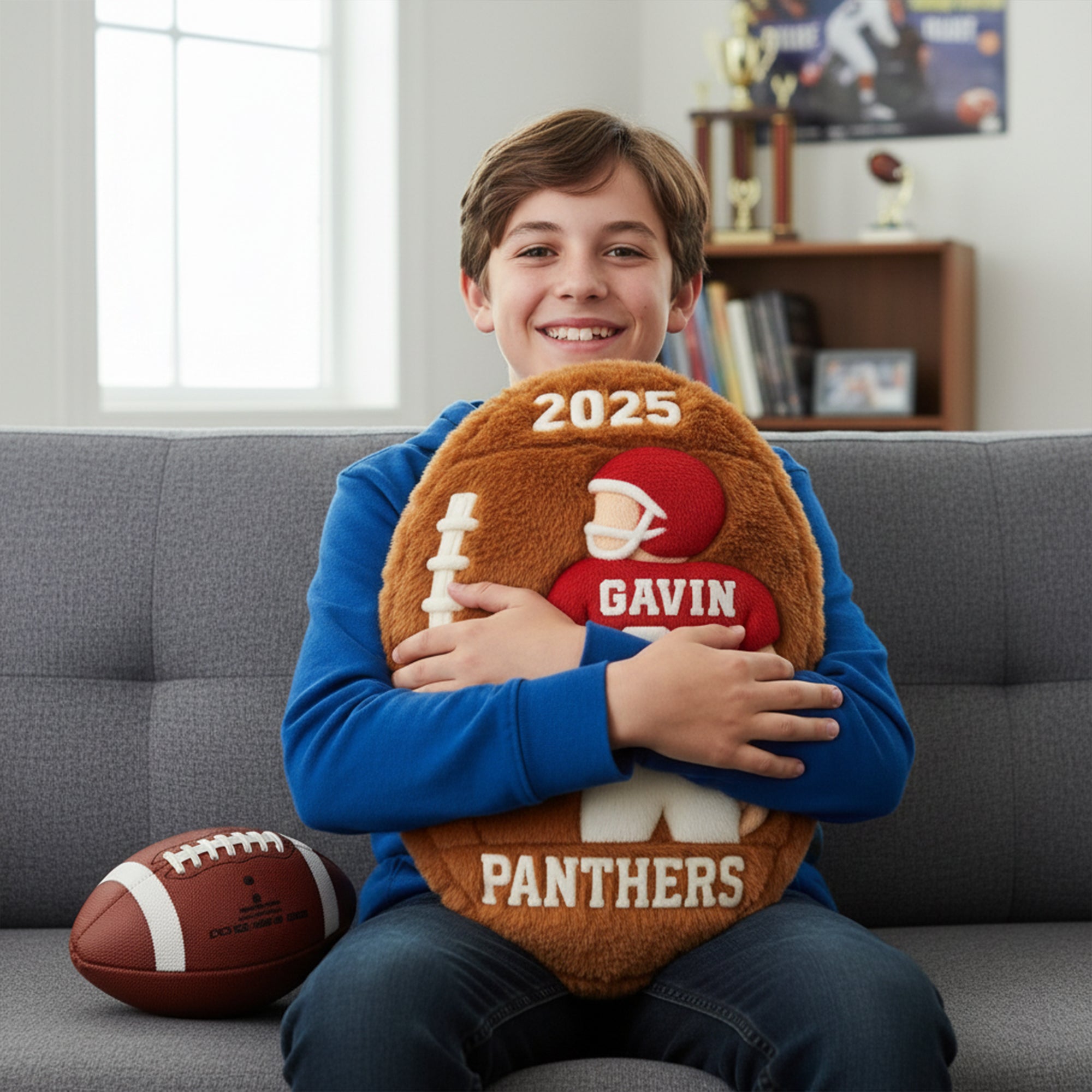 Game Day Energy - Personalized Football Shaped Pillow for Kids Pillow PopCulturePrints