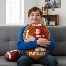 Load image into Gallery viewer, Game Day Energy - Personalized Football Shaped Pillow for Kids Pillow PopCulturePrints

