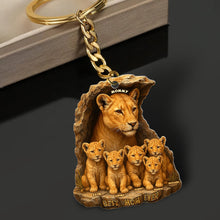 Load image into Gallery viewer, &quot;Best Mom Ever with Her Cubs - Personalized Keychain for Mom&quot; Keychains PopCulturePrints
