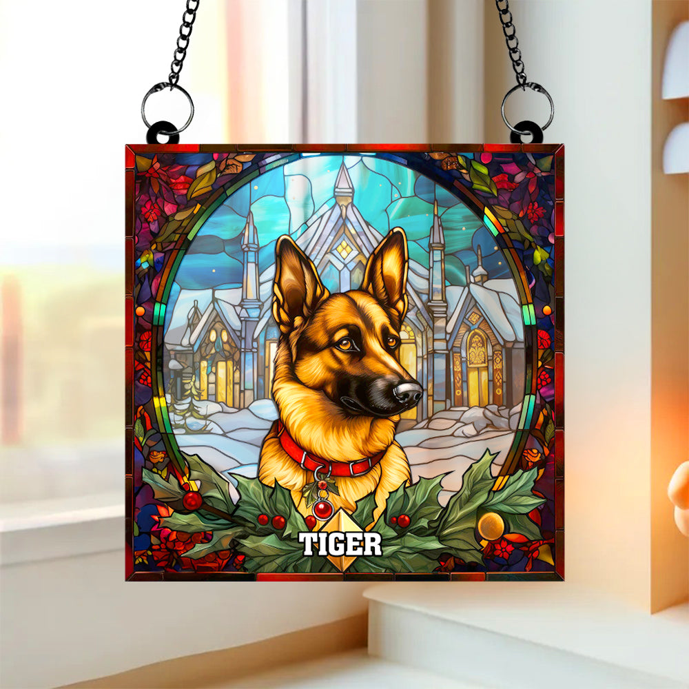 German Shepherd Dog Christmas Acrylic Suncatcher Ornament - Personalized Gifts For Dog Lovers