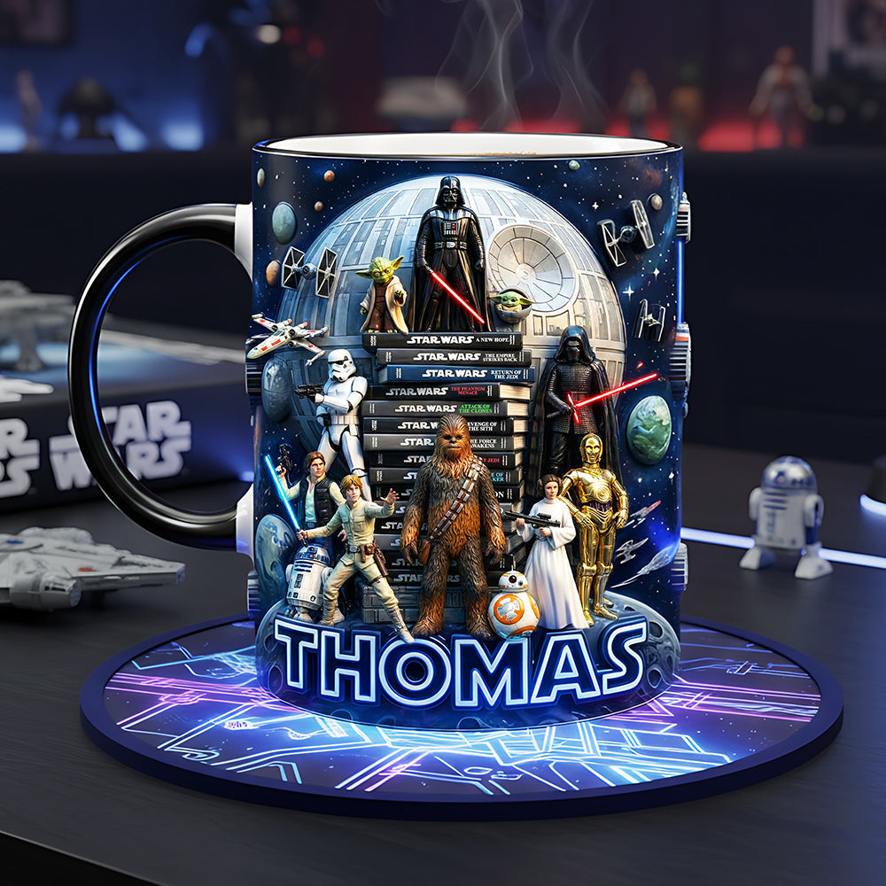 “May the Force Be With You” - Cosmic Coffee Accent Mug - Personalized Gift for Star Wars Lovers Coffee Mug PopCulturePrints