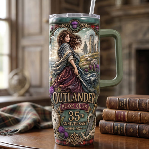 “Embrace Adventure with Every Sip!” - Fantasy Time Traveler 40oz Tumbler With Handle - Personalized Gift for Book Lovers, Travelers, and Special Occasions Tumbler Cup PopCulturePrints