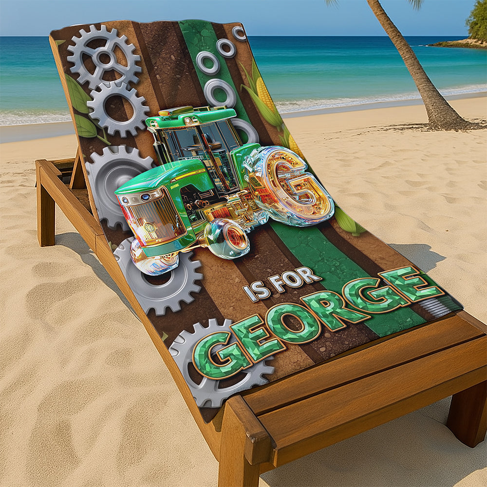 Celebrate Farm Life with Personalized Tractor Beach Towel - A Unique Gift for Tractor Lovers Beach Towel PopCulturePrints