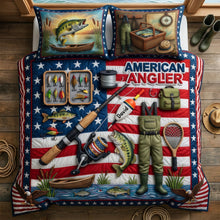 Load image into Gallery viewer, "Catch the Joy of Fishing!" - USA Fishing Quilt Bedding Set - Personalized Gifts for Fishing Lovers Blanket PopCulturePrints
